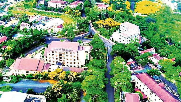 Một góc của thành phố Gia Nghĩa, trung tâm hành chính của tỉnh Ðắk Nông nhìn từ trên cao.