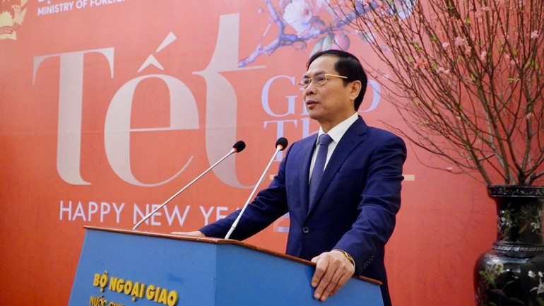 Bộ trưởng Ngoại giao Bùi Thanh Sơn phát biểu tại cuộc gặp.