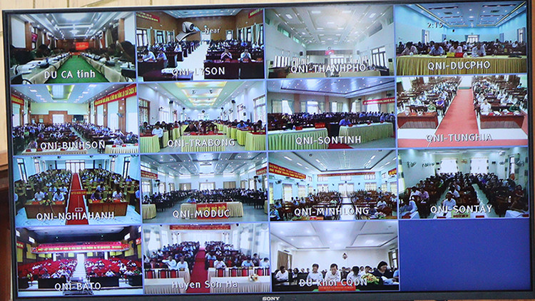 Hội nghị được trực tuyến đến 15 điểm cầu tại cấp ủy cấp huyện và tương đương