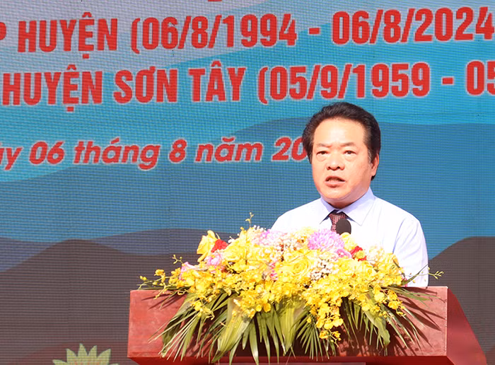 Phó Chủ tịch Ủy ban nhân dân tỉnh Quảng Ngãi Võ Phiên phát biểu tại lễ kỷ niệm.