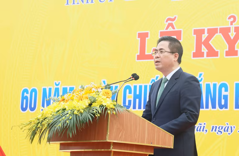 Chủ tịch Ủy ban nhân dân tỉnh Quảng Ngãi Nguyễn Hoàng Giang phát biểu tại buổi lễ.