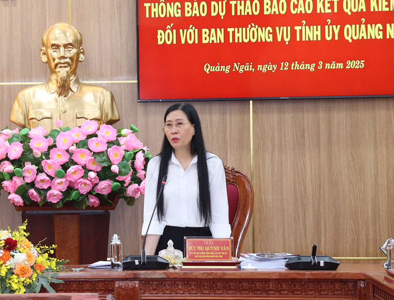 Bí thư Tỉnh ủy Quảng Ngãi phát biểu tiếp thu ý kiến chỉ đạo của Chủ tịch Quốc hội Trần Thanh Mẫn.