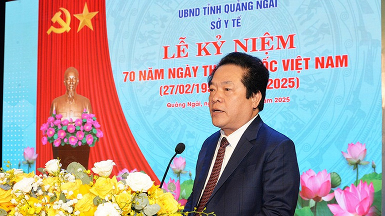 Phó Chủ tịch Ủy ban nhân dân tỉnh Quảng Ngãi Võ Phiên phát biểu tại buổi lễ.