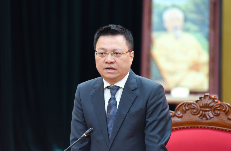 Tổng Biên tập Báo Nhân Dân Lê Quốc Minh phát biểu tại sự kiện. (Ảnh: THÀNH ĐẠT)