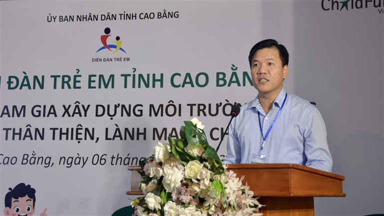 Lãnh đạo tỉnh Cao Bằng phát biểu ý kiến tại Diễn đàn.
