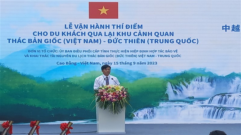 Lãnh đạo tỉnh Cao Bằng phát biểu ý kiến tại buổi lễ.