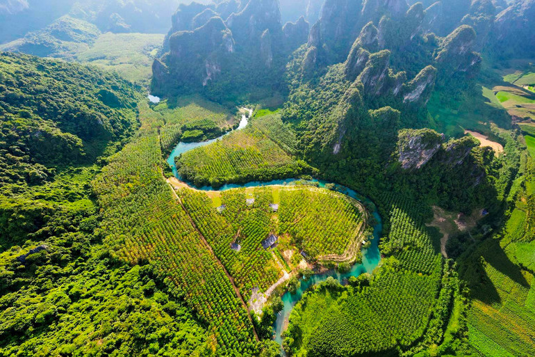 Khu cắm trại Blue Diamond Camp nhìn từ trên cao.