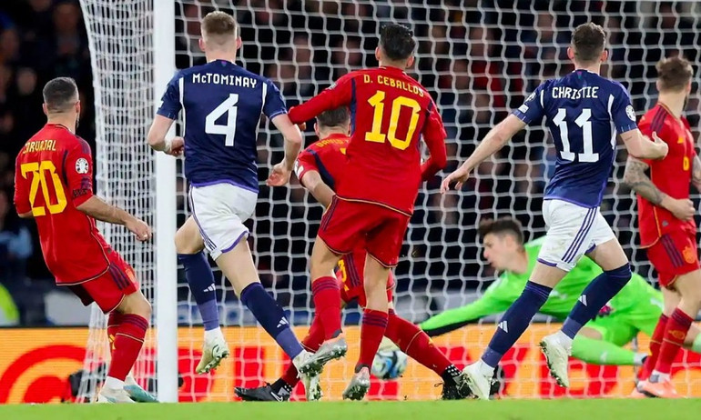 Tây Ban Nha bị Scotland gieo sầu tại vòng loại EURO 2024. (Ảnh: Getty)