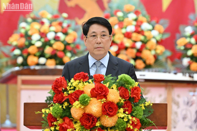 Chủ tịch nước Lương Cường phát biểu tại buổi chiêu đãi. Chủ tịch nước Lương Cường phát biểu tại buổi chiêu đãi.