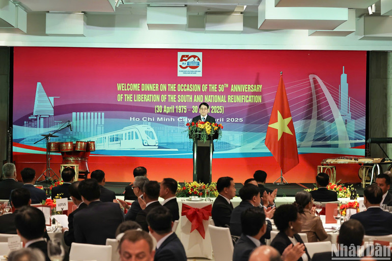 Chủ tịch nước phát biểu chào mừng tại tiệc chiêu đãi.