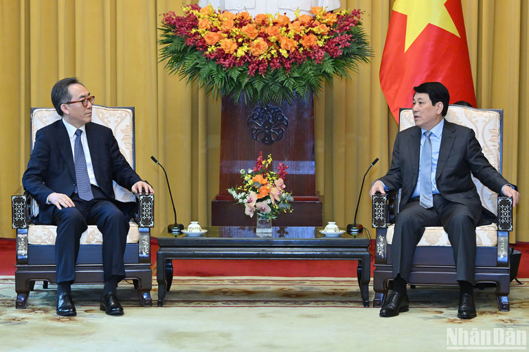 Chủ tịch nước Lương Cường tiếp Bộ trưởng Ngoại giao Hàn Quốc Cho Tae-yul.