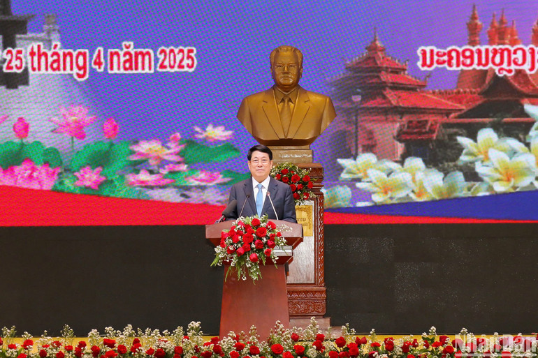 Chủ tịch nước Lương Cường phát biểu tại buổi giao lưu.