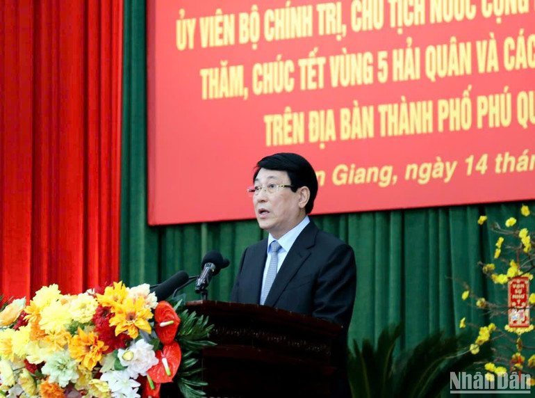 Chủ tịch nước Lương Cường phát biểu.