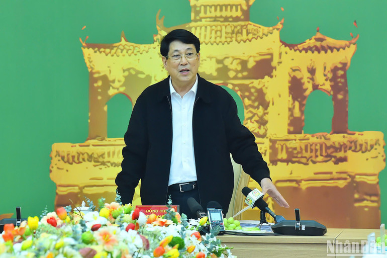 Chủ tịch nước Lương Cường phát biểu chỉ đạo tại hội nghị.