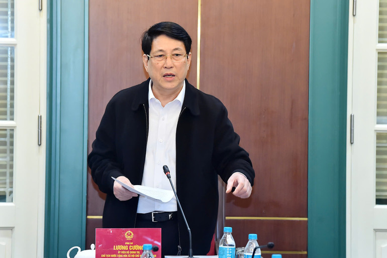 Chủ tịch nước phát biểu chỉ đạo tại buổi làm việc. Chủ tịch nước phát biểu chỉ đạo tại buổi làm việc.