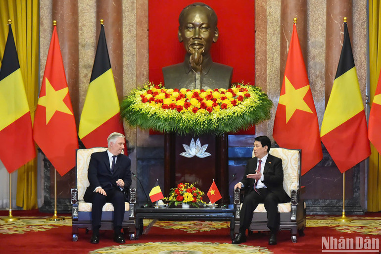 Chủ tịch nước Lương Cường hội kiến Nhà vua Bỉ Philippe.