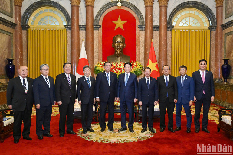 Các đại biểu Việt Nam và Nhật Bản tại buổi tiếp.