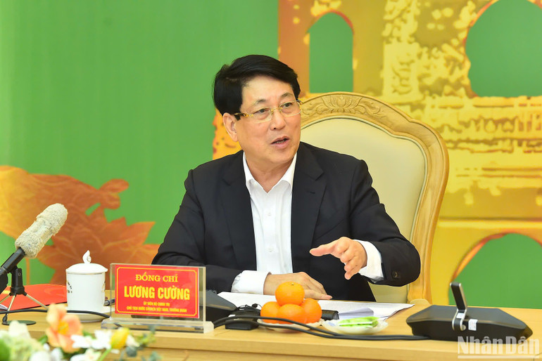 Chủ tịch nước Lương Cường phát biểu chỉ đạo tại hội nghị.