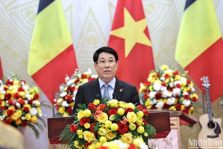 Chủ tịch nước Lương Cường phát biểu tại buổi chiêu đãi.