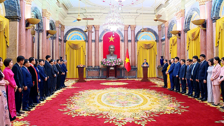 Chủ tịch nước Võ Văn Thưởng phát biểu tại lễ trao quyết định. (Ảnh: Hồng Quân)