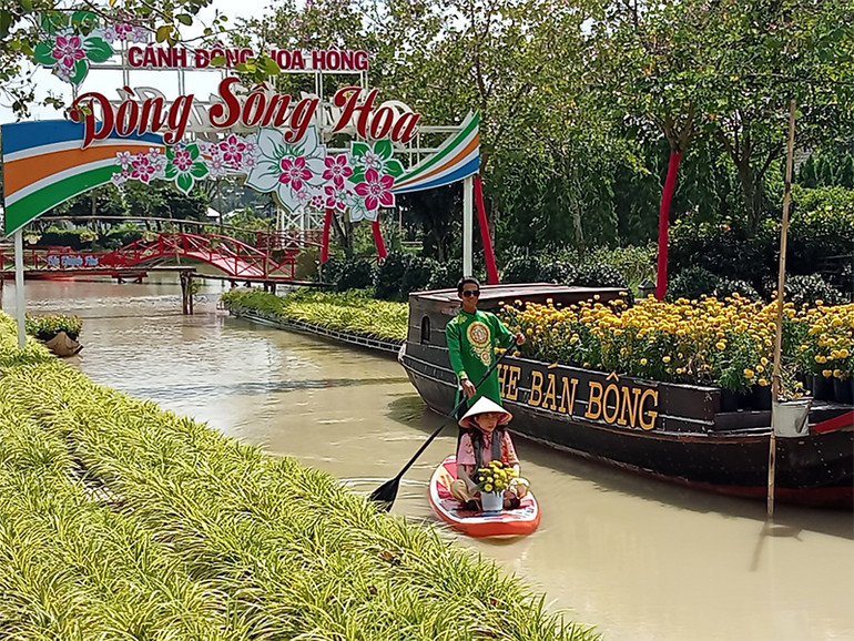 Du khách tham quan điểm cánh đồng hoa hồng tại Làng hoa Sa Đéc. Du khách tham quan điểm cánh đồng hoa hồng tại Làng hoa Sa Đéc.