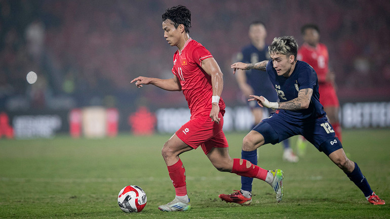 Văn Thanh thi đấu nổi bật trong trận chung kết lượt đi tại ASEAN Cup 2024. (Ảnh HÀ TÙNG)