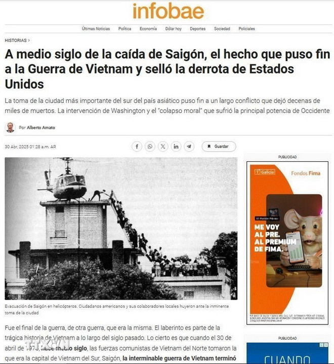 Ảnh chụp màn hình bài viết. (Ảnh: Diệu Hương/TTXVN)