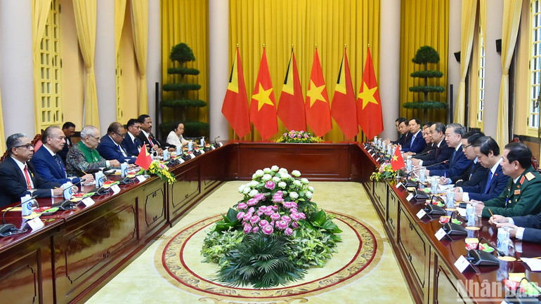 Quang cảnh buổi Hội đàm tại Phủ Chủ tịch.