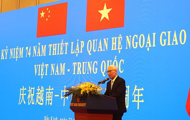 Đại sứ Phạm Sao Mai phát biểu ý kiến tại buổi lễ.