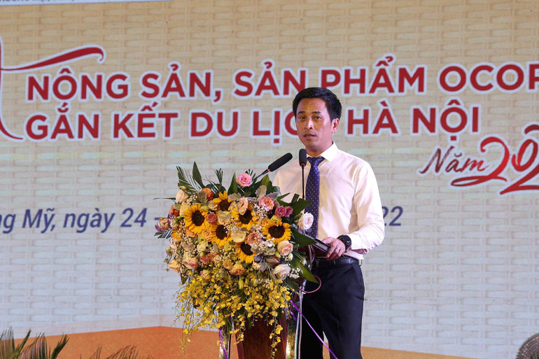 Giám đốc Trung tâm Xúc tiến Đầu tư, Thương mại, Du lịch thành phố Hà Nội Nguyễn Ánh Dương phát biểu tại lễ khai mạc. Đẩy mạnh kết nối giao thương, tiêu thụ sản phẩm OCOP -0