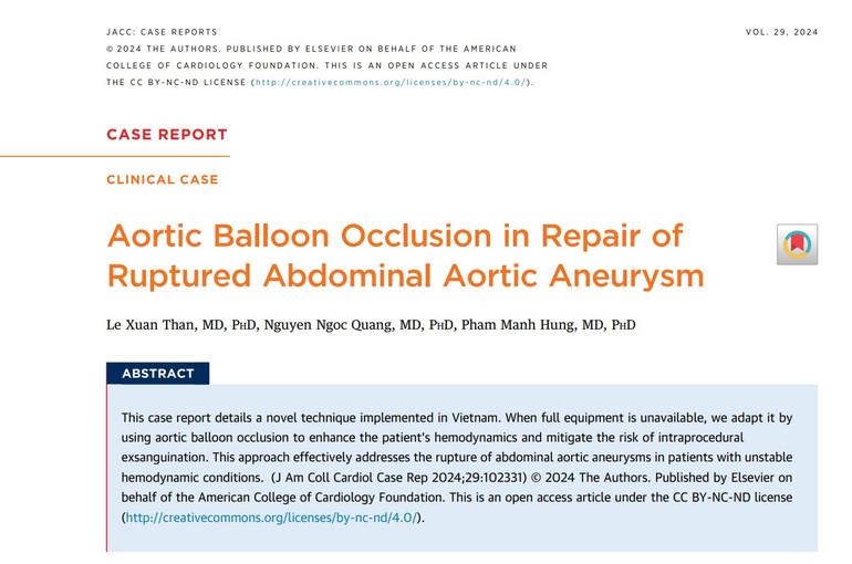 Hình ảnh bài báo đăng trên Tạp chí của Trường Tim Mạch Hoa Kỳ.