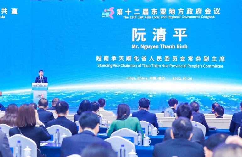 Ông Nguyễn Thanh Bình, Phó Chủ tịch thường trực Ủy ban nhân dân tỉnh Thừa Thiên-Huế phát biểu tại lễ khai mạc.