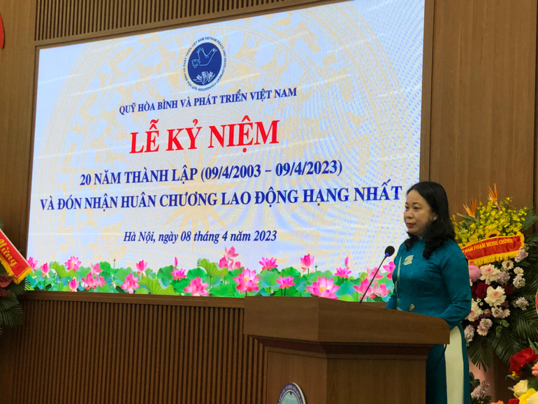 Phó Chủ tịch nước Võ Thị Ánh Xuân phát biểu tại buổi lễ.