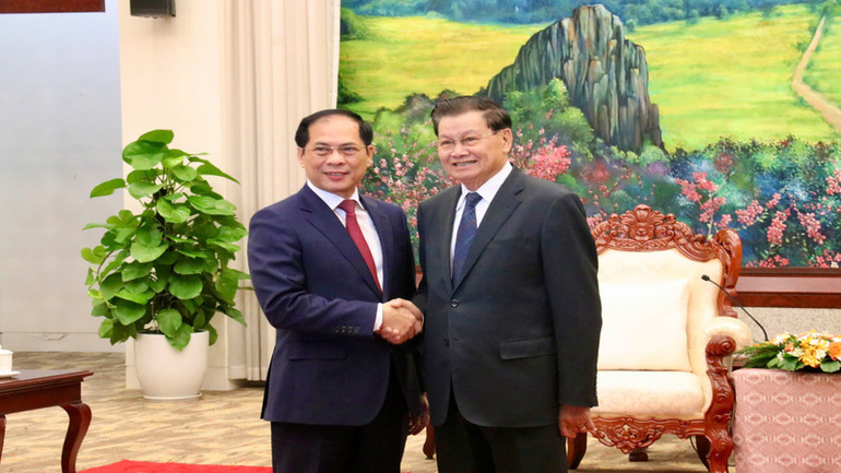 Phó Thủ tướng, Bộ trưởng Ngoại giao Bùi Thanh Sơn hội kiến Tổng Bí thư, Chủ tịch nước Lào Thongloun Sisoulith.