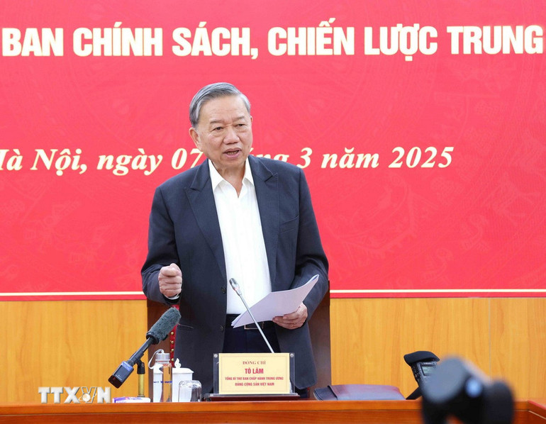 Tổng Bí thư Tô Lâm đánh giá các giải pháp mà Ban Chính sách, chiến lược Trung ương đề xuất là khá toàn diện.