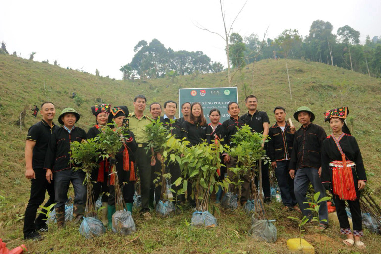 LuxGroup trồng cây xanh cho dự án đền bù phát thải carbon tại thôn Vàng Ngần, xã Suối Quyền, Yên Bái.
