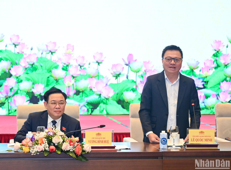 Đồng chí Lê Quốc Minh phát biểu tại buổi lễ. (Ảnh: DUY LINH)