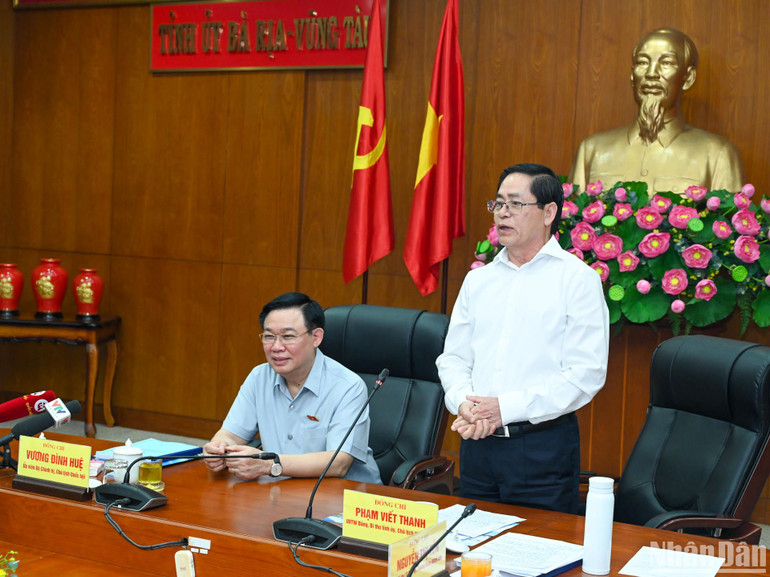 Bí thư Tỉnh ủy Bà Rịa-Vũng Tàu Phạm Viết Thanh phát biểu tại buổi làm việc.