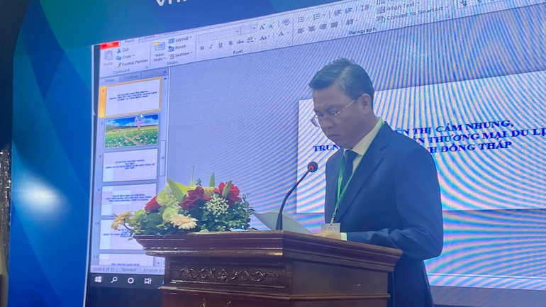 Phó Chủ tịch Ủy ban nhân dân tỉnh Kiên Giang Nguyễn Lưu Trung phát biểu tại Hội nghị.