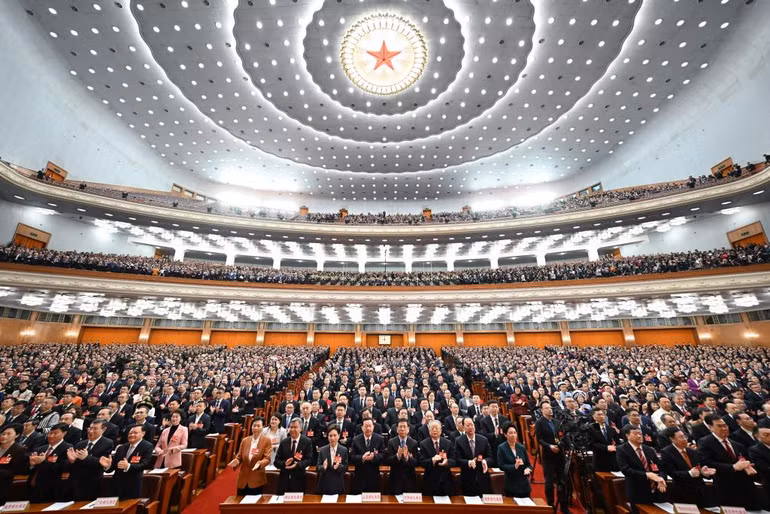 Các đại biểu Quốc hội Trung Quốc tại phiên khai mạc. (Ảnh: Tân Hoa Xã)