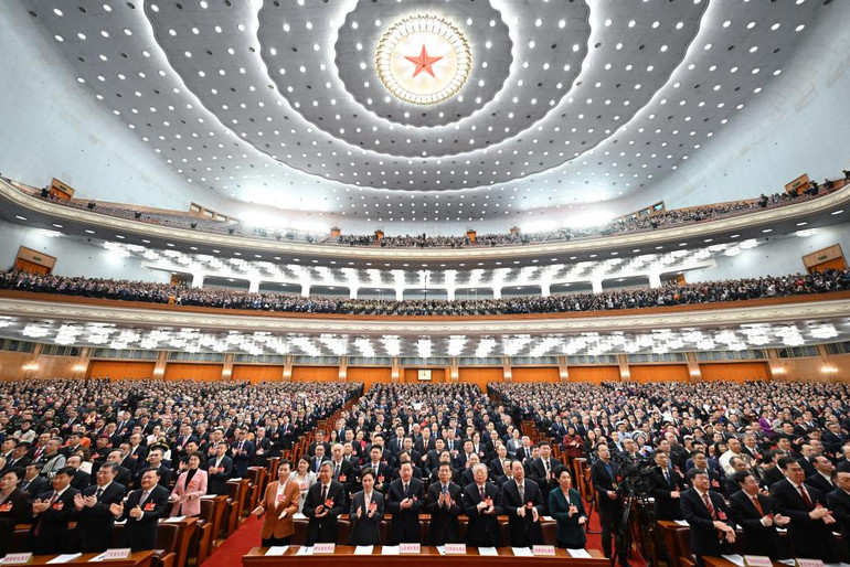 Các đại biểu Quốc hội Trung Quốc tại phiên khai mạc. (Ảnh: Tân Hoa Xã)