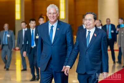 Chủ tịch Quốc hội Trần Thanh Mẫn và Bí thư Thứ nhất, Chủ tịch nước Cuba Miguel Diaz-Canel Bermudez.