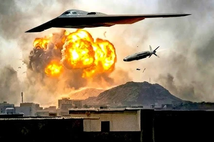 [Video] Mỹ rải bom xuyên phá căn cứ tên lửa Iran gần Eo biển Hormuz