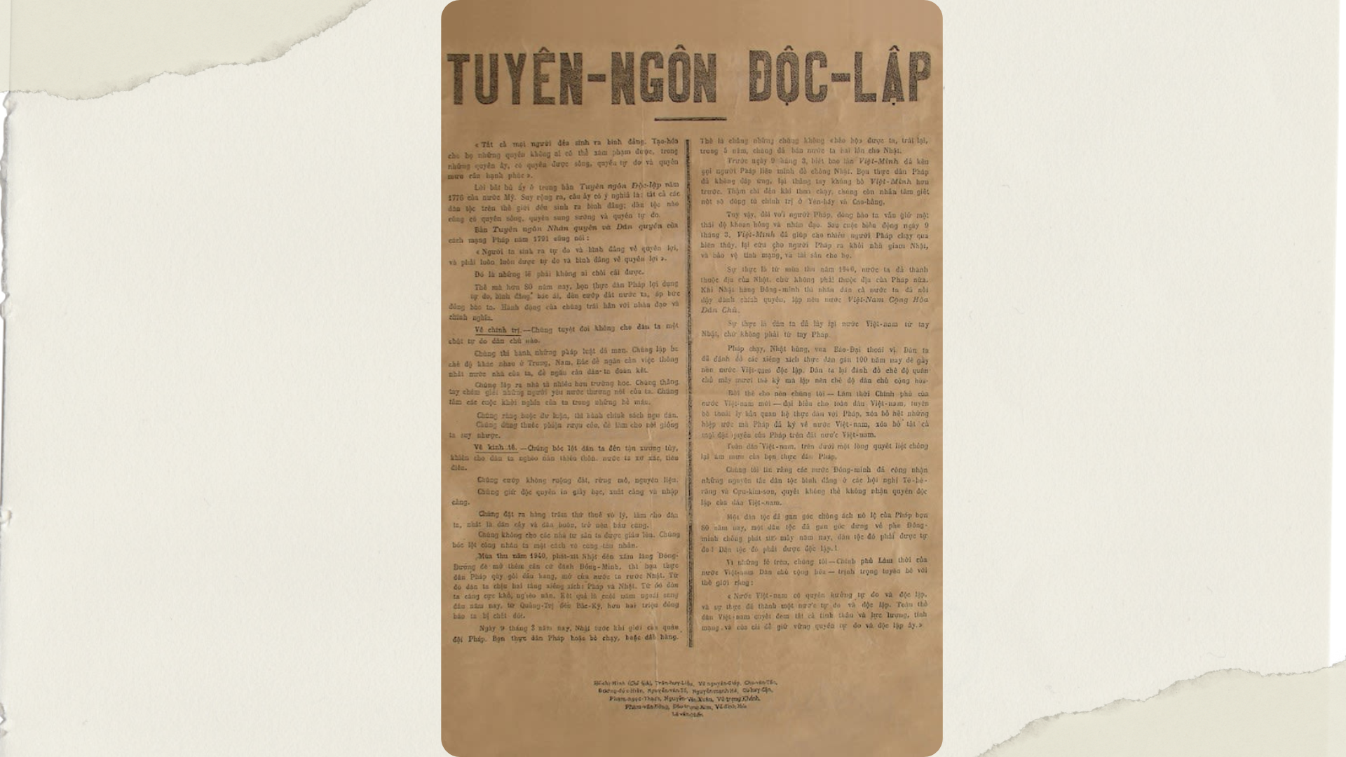 Bản Tuyên ngôn độc lập của Nước Việt Nam Dân chủ Cộng hòa. (Nguồn ảnh: Bảo tàng Hồ Chí Minh, chi nhánh Thành phố Hồ Chí Minh) ban-trinh-bay-noi-bo-cong-ty-10.png