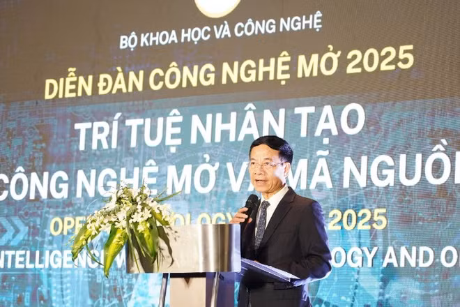 Bộ trưởng Khoa học và Công nghệ Nguyễn Mạnh Hùng phát biểu tại sự kiện. (Ảnh: TL)