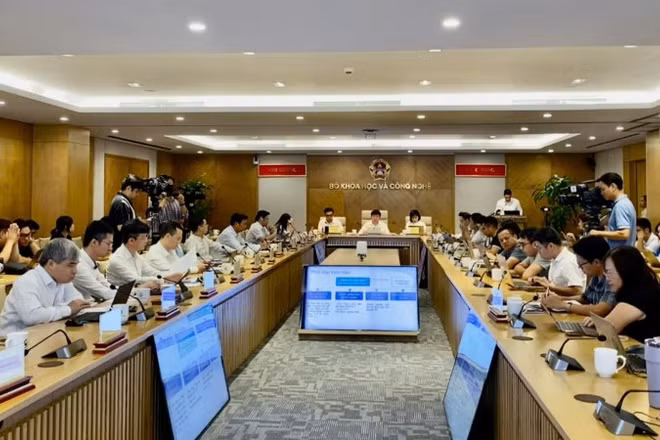 Bộ Khoa học và Công nghệ tổ chức họp báo thường kỳ. (Ảnh: BÍCH LIÊN)