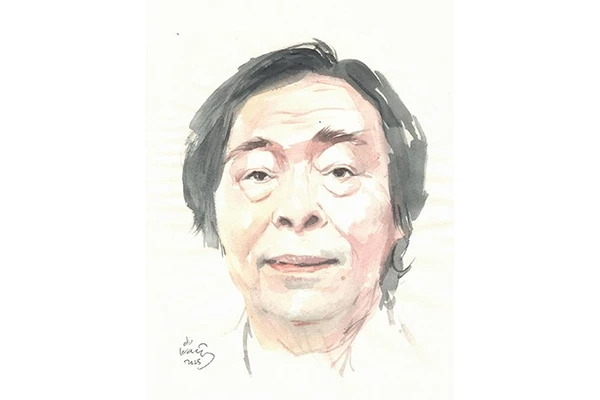 Ký họa chân dung nhà thơ Nguyễn Hùng Vĩ của họa sĩ Đỗ Hoàng Tường.