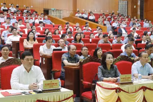 Các đại biểu tham dự tại điểm cầu Trung tâm hội nghị tỉnh Bắc Ninh.