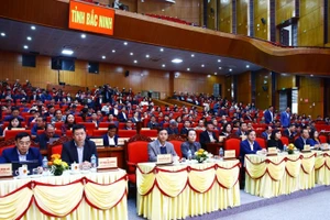 Các đại biểu tham dự tại điểm cầu chính của tỉnh Bắc Ninh.