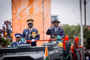 Tổng thống Alassane Ouattara chủ trì hoạt động mừng Quốc khánh Côte d’Ivoire. Ảnh: Trang X chính thức của Tổng thống Côte d’Ivoire.